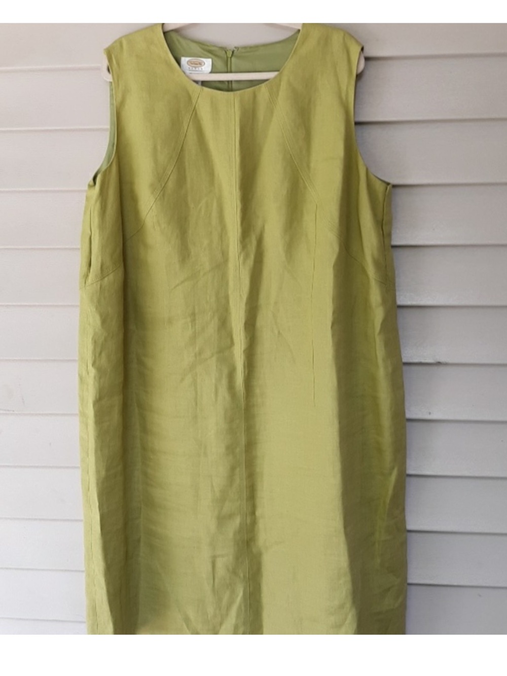 TALBOTS Irish linen midi chartreuse or pistachio green dress size 20W
